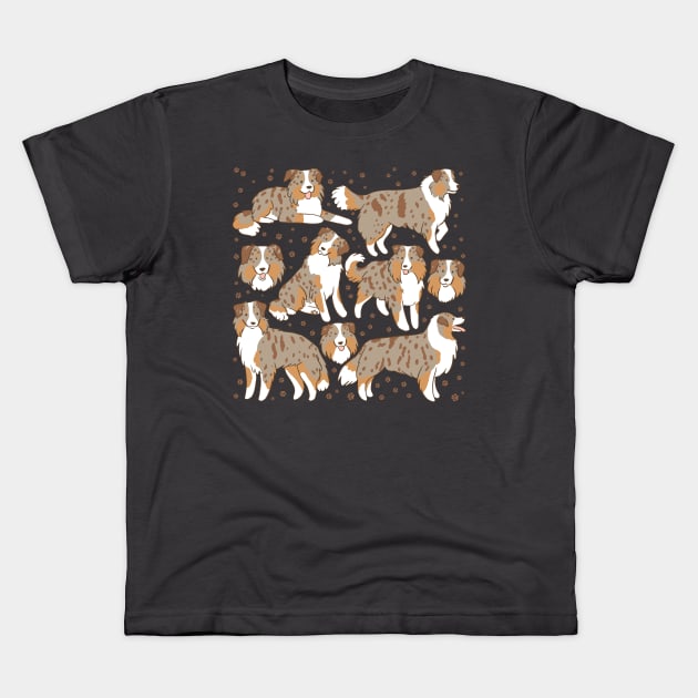 Minature american shepherd dog illustration Kids T-Shirt by Yarafantasyart